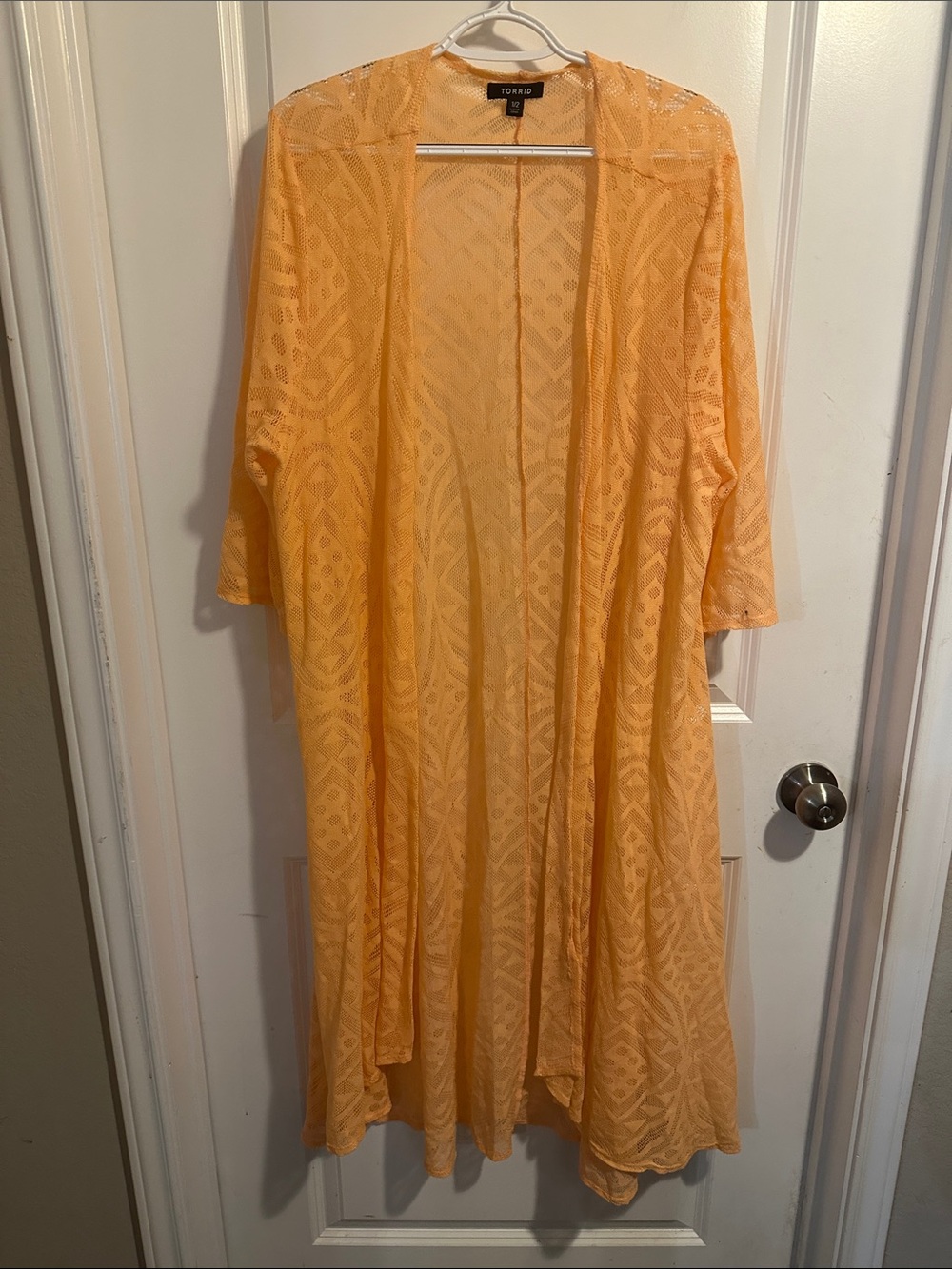 Torrid Peach Lace Open-Front Kimono